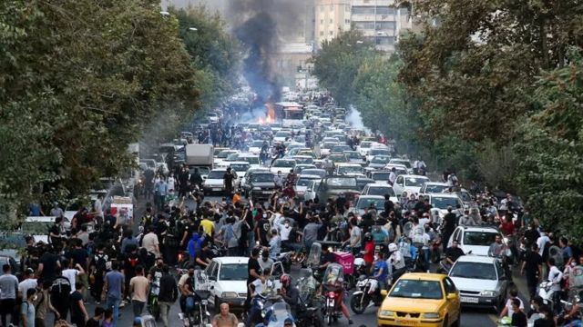 Protests in Tehran.